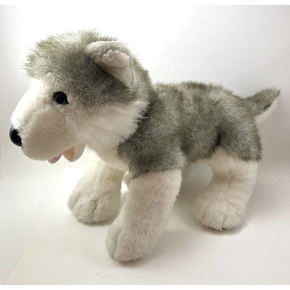 Build a Bear Siberian Husky Dog Plush Gray White Blue Eyes 14" BAB Stuffed Puppy - Picture 1 of 12